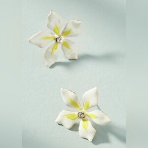 Brand New Anthropologie Floral Enamel Earrings with Rhinestones